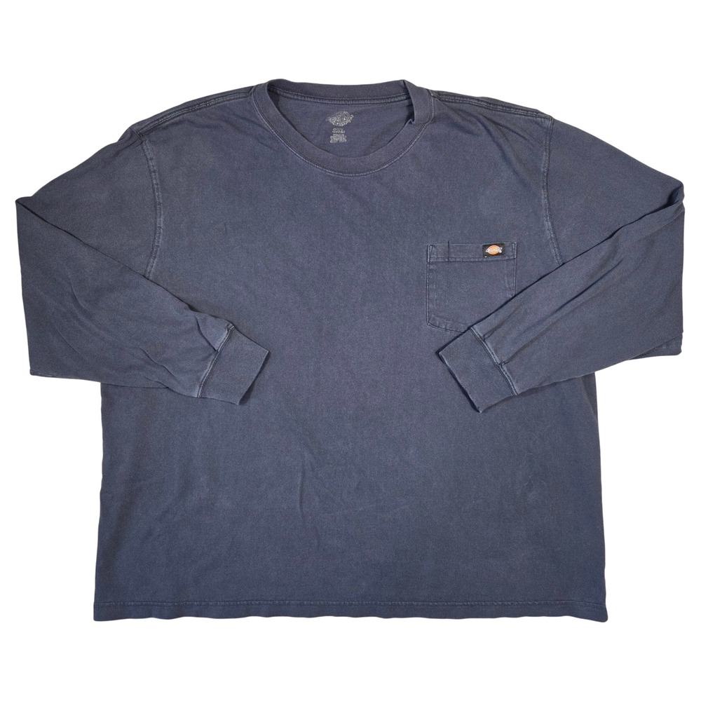 Dickies Mens 3XL Long Sleeve Pocket T-Shirt Faded Navy Blue Workwear Tee Chore‎